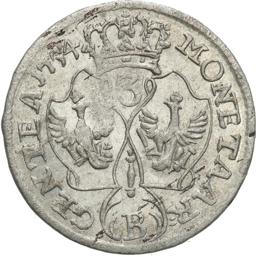 Niemcy, Prusy. 3 krajcary 1754 B, Wrocław